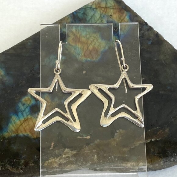 Silpada Sterling Silver 925 Wish Upon A Star Celestial Cutout Dangle Earrings - Picture 7 of 16